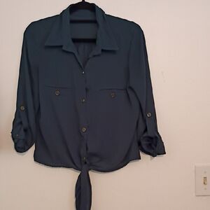 Chic Teal Button-Down Shirt for Women